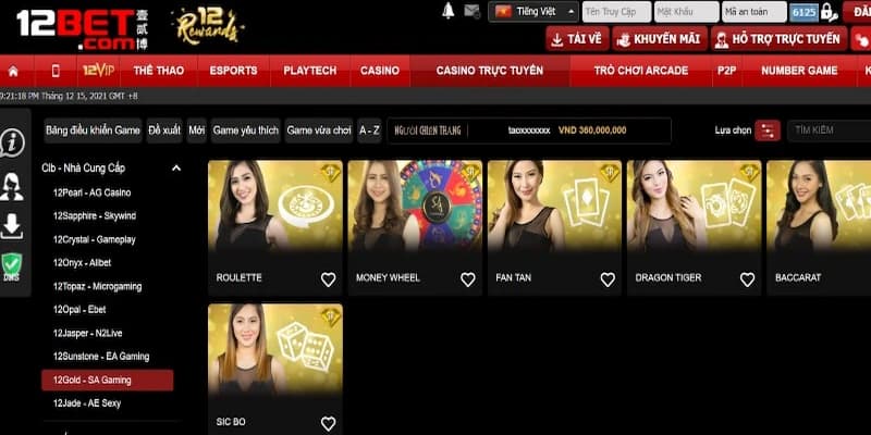 Giới thiệu những ưu điểm về live casino 12Bet